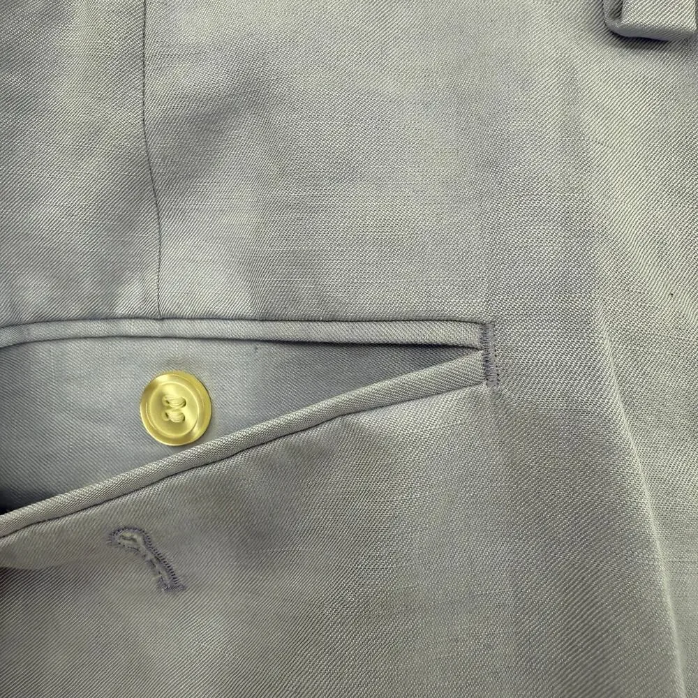 Samuelsohn Size 36 Reg Blue Linen Silk Dress Pants Woven in Italy Made in Canada